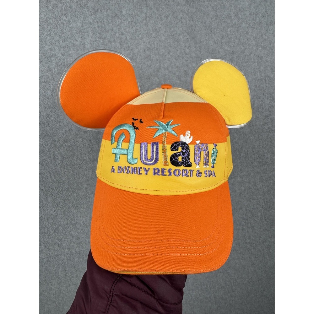 Disney Aulani Hat Cap Strap Back OS Orange Light Up Mickey Mouse Halloween NEW